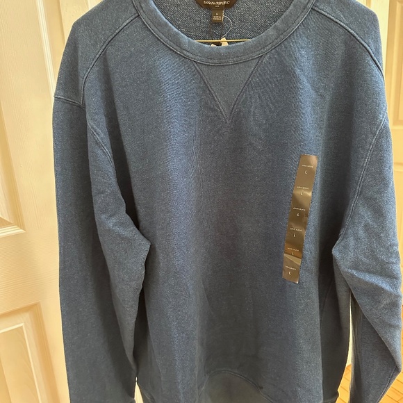 Banana Republic Men's Pullover French Terry Sweatshirt Dark Indigo Size Large - Picture 2 of 8